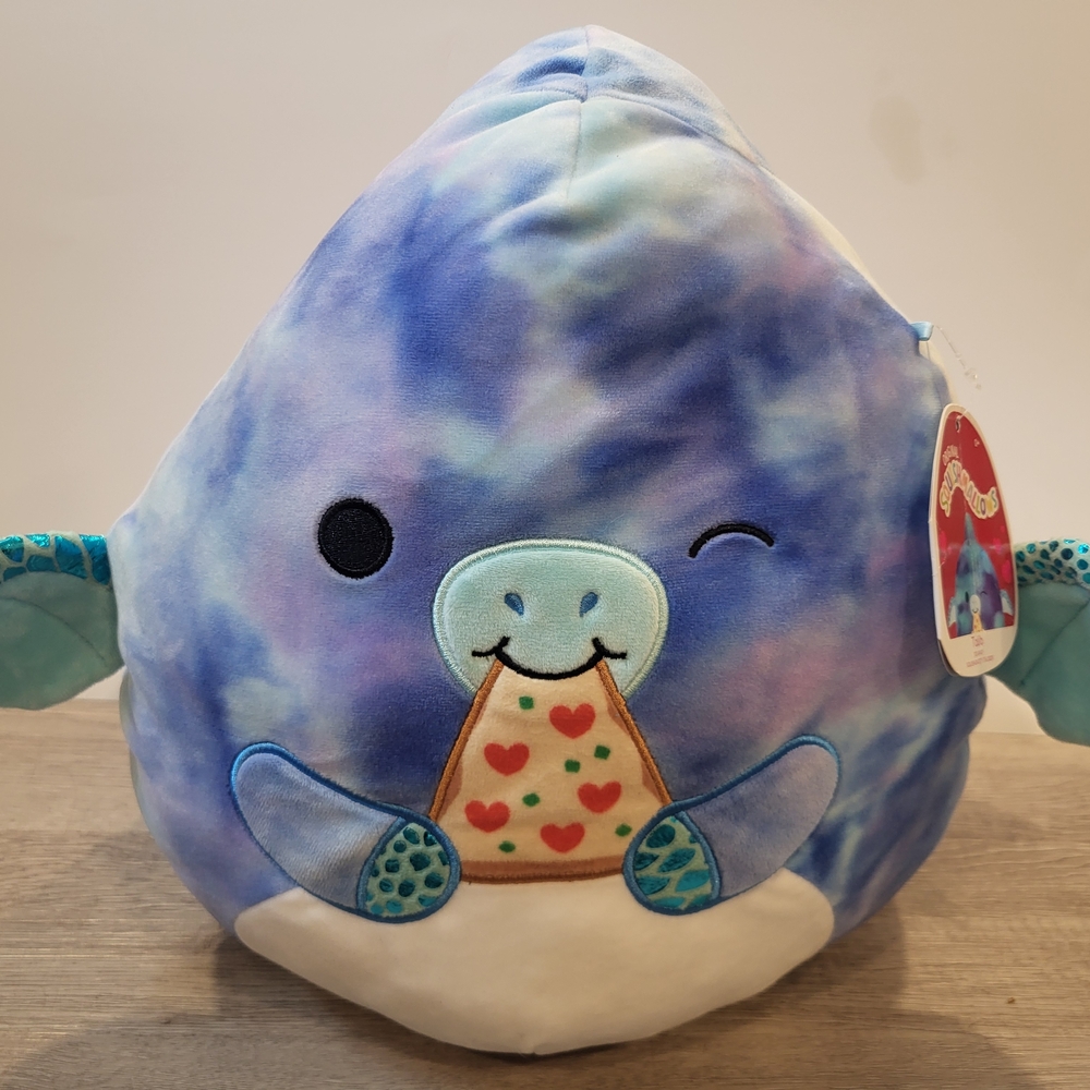 Blue Tie-Dye Plush Toy with Pizza Design